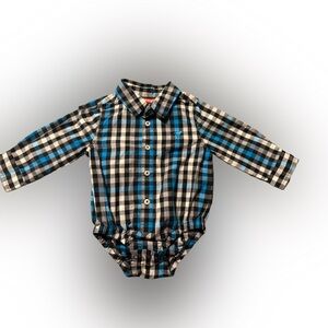 Wrangler Blue and Black Checkered Baby Onesie